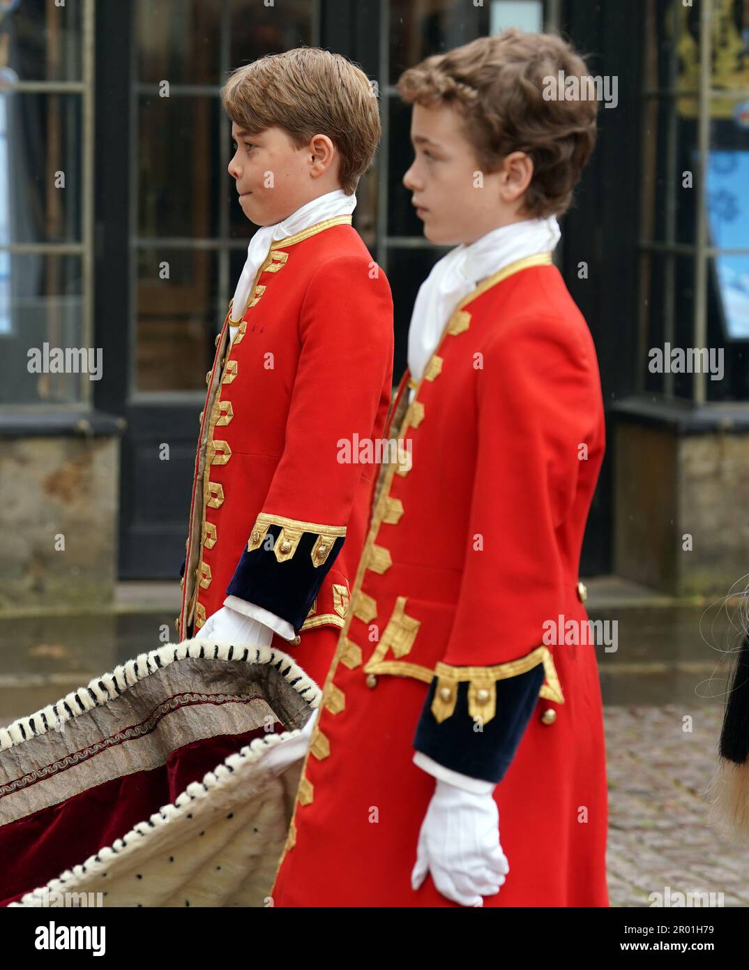 Prince George, one of four Pages of Honour, arriving at Westminster ...