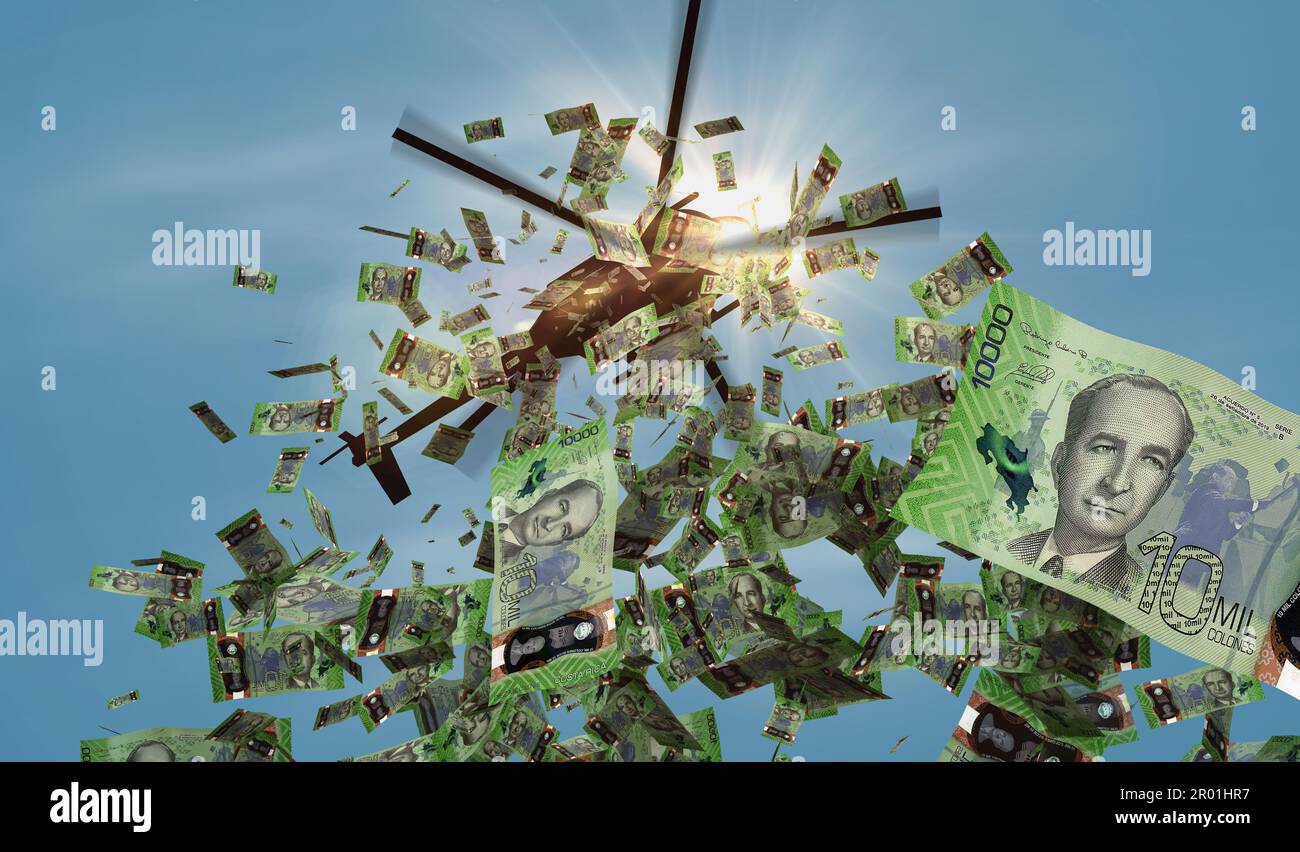 Costa Rica money Costa Rican Colon money pack 3d illustration. 10000