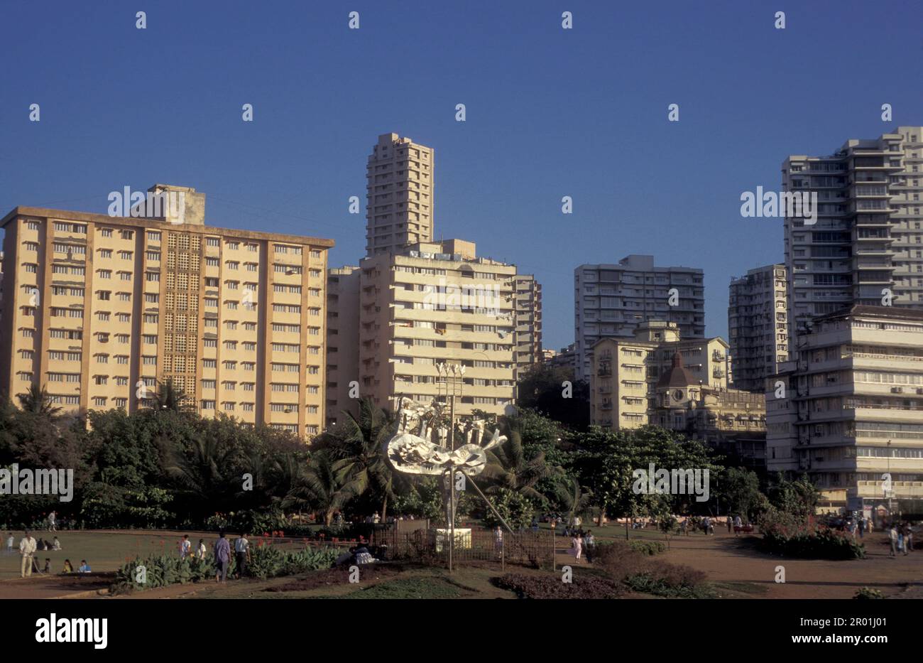 a view over the area of Colaba in the city centre of Mumbai in India ...