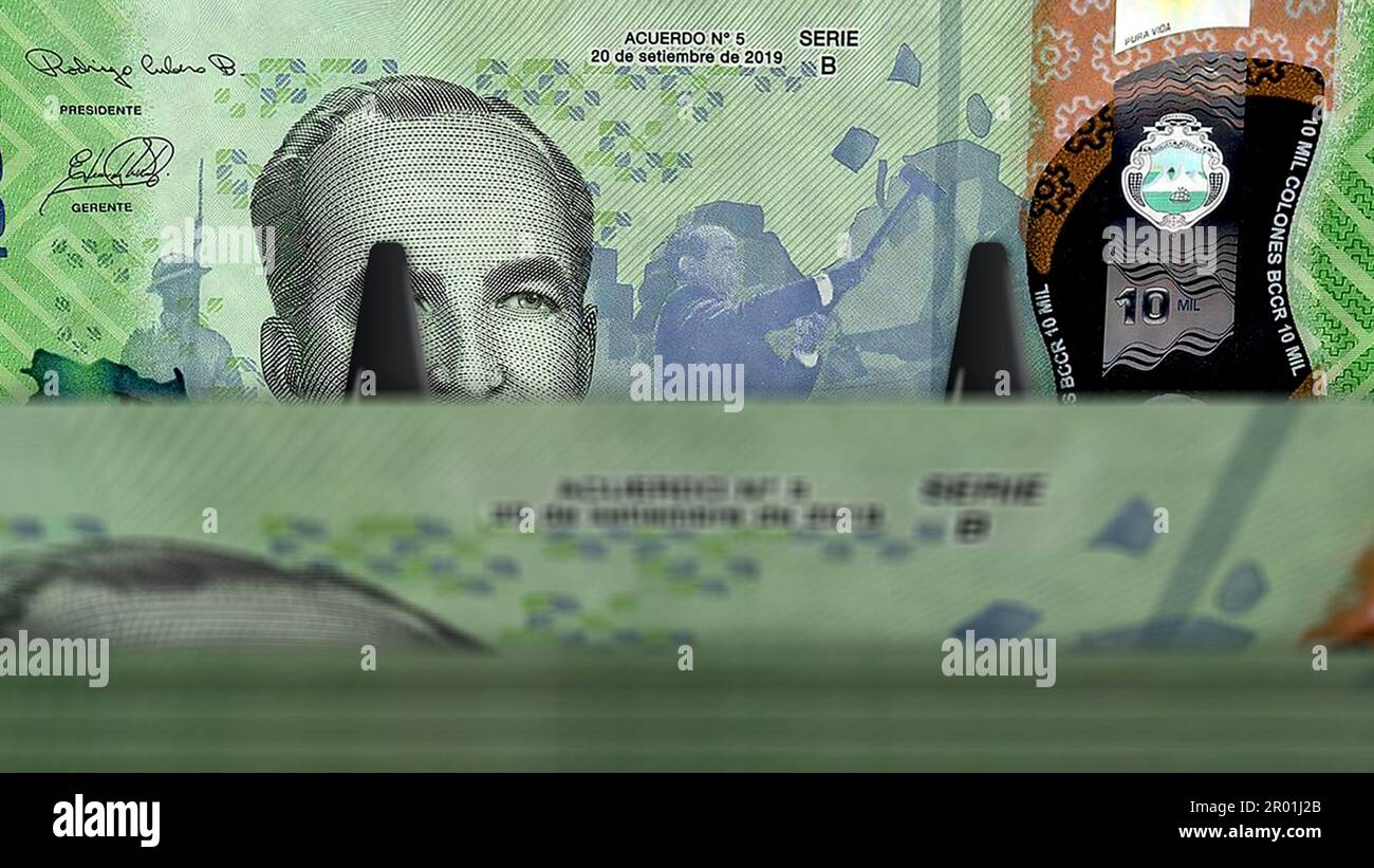 Costa Rica money Costa Rican Colon money pack 3d illustration. 10000