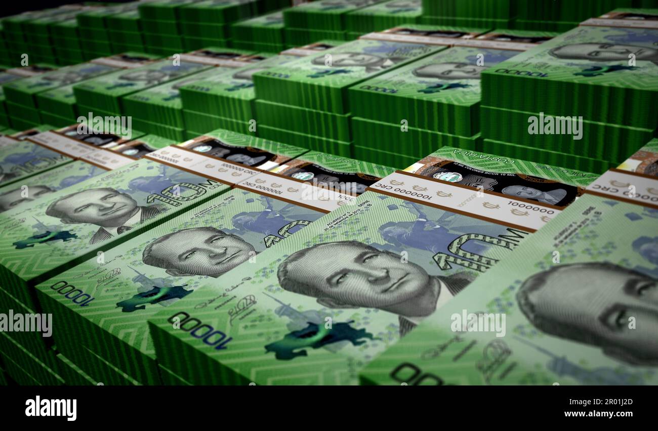 Costa Rica money Costa Rican Colon money pack 3d illustration. 10000