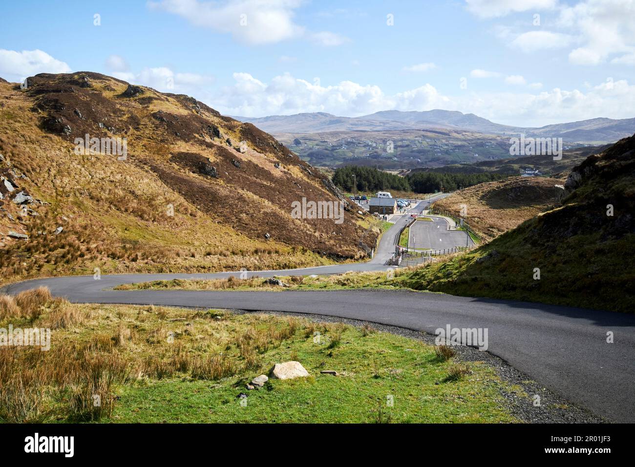 sliabh leag access road rising from the lower car park near slieve league county donegal republic of ireland Stock Photo