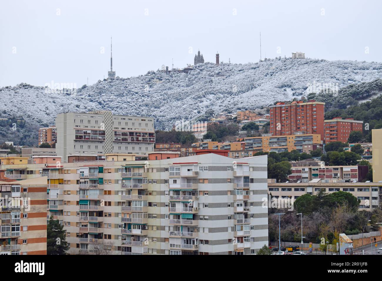 Snowy Mountain, Barcelona Catalonia Spain Stock Photo