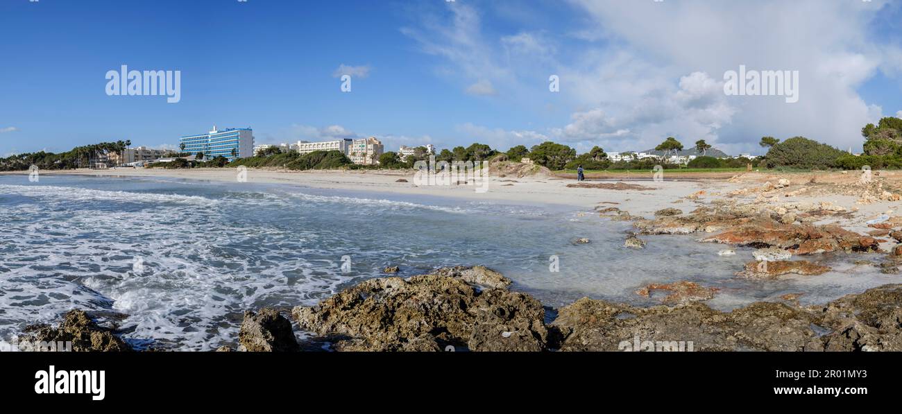 place of the mass grave of the dead republican militiamen, Sa Coma beach, Son Servera, Majorca, Balearic Islands, Spain. Stock Photo