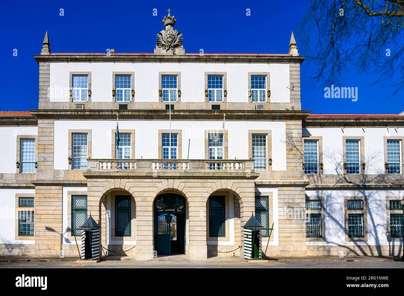 Porto, Portugal - April 26, 2023: Ministry of Defense. Old building architecture. The structure is a State Patrimony or heritage landmark in the area of Stock Photo