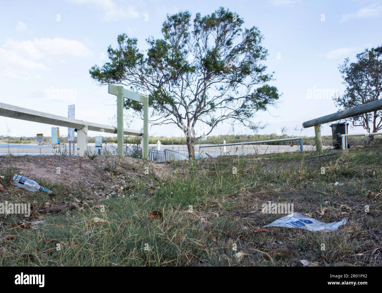 Litter in a drain leading to a river.Riverview Boat Ramp Bundaberg