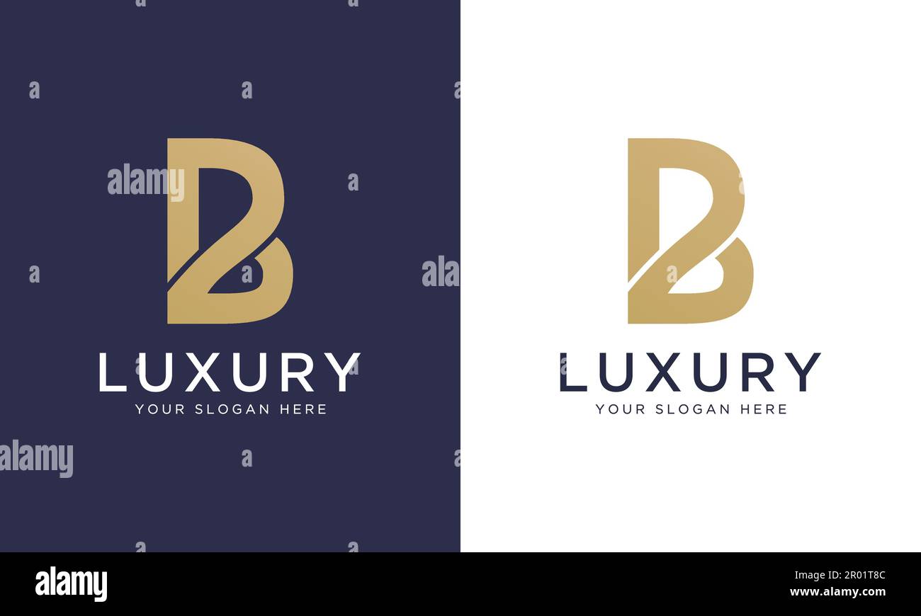 Royal premium letter b logo design vector template in gold color. Beautiful logotype design for luxury company branding. Stock Vector