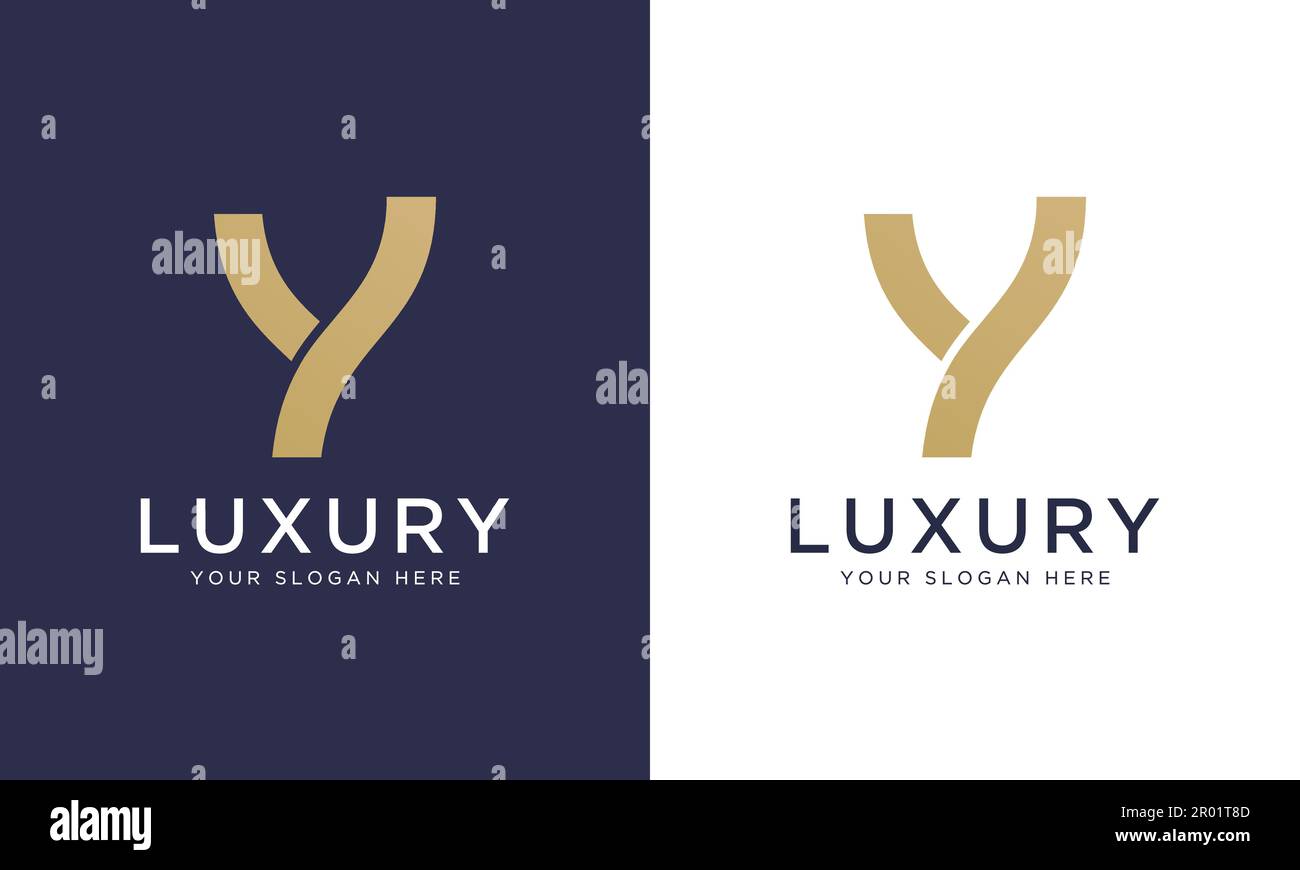 Royal premium letter y logo design vector template in gold color. Beautiful logotype design for luxury company branding. Stock Vector
