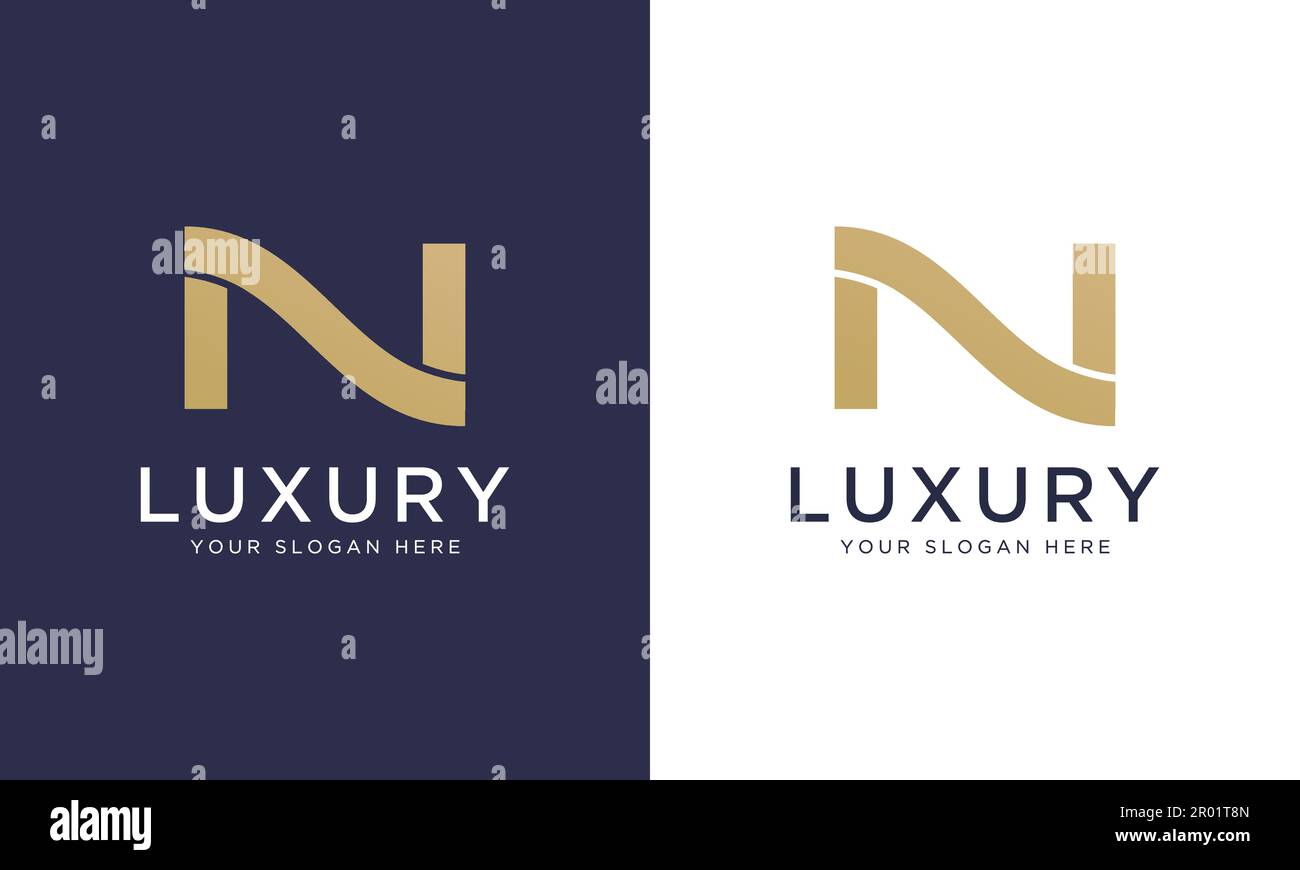 Royal premium letter n logo design vector template in gold color. Beautiful logotype design for luxury company branding. Stock Vector