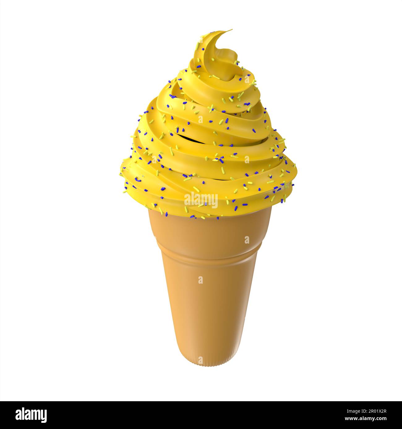 A 3D rendering of an ice cream cone with sprinkles isolated on a white ...