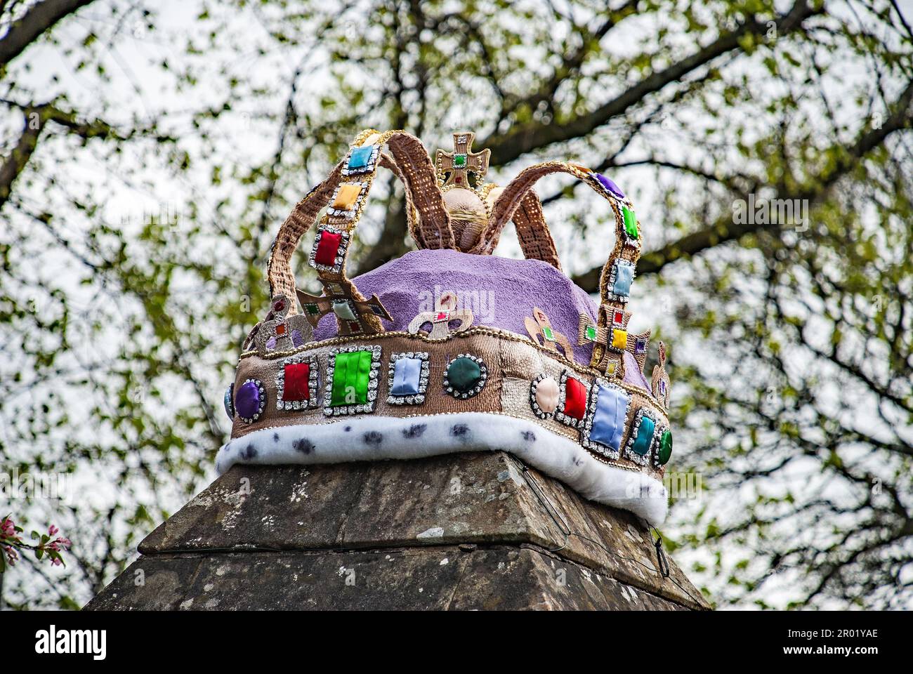 Tribute to coronation of King Charles on 6th May 2023, with street and