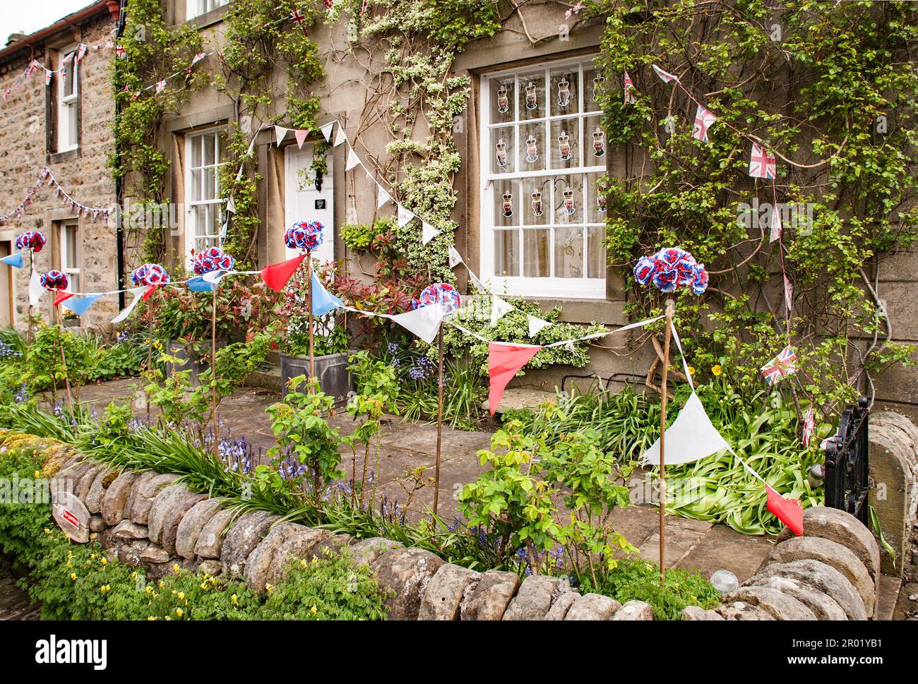 Tribute to coronation of King Charles on 6th May 2023, with street and