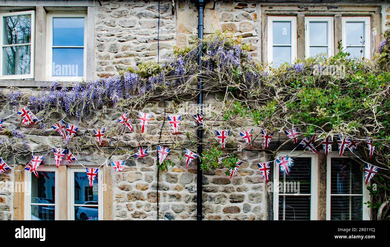 Tribute to coronation of King Charles on 6th May 2023, with street and