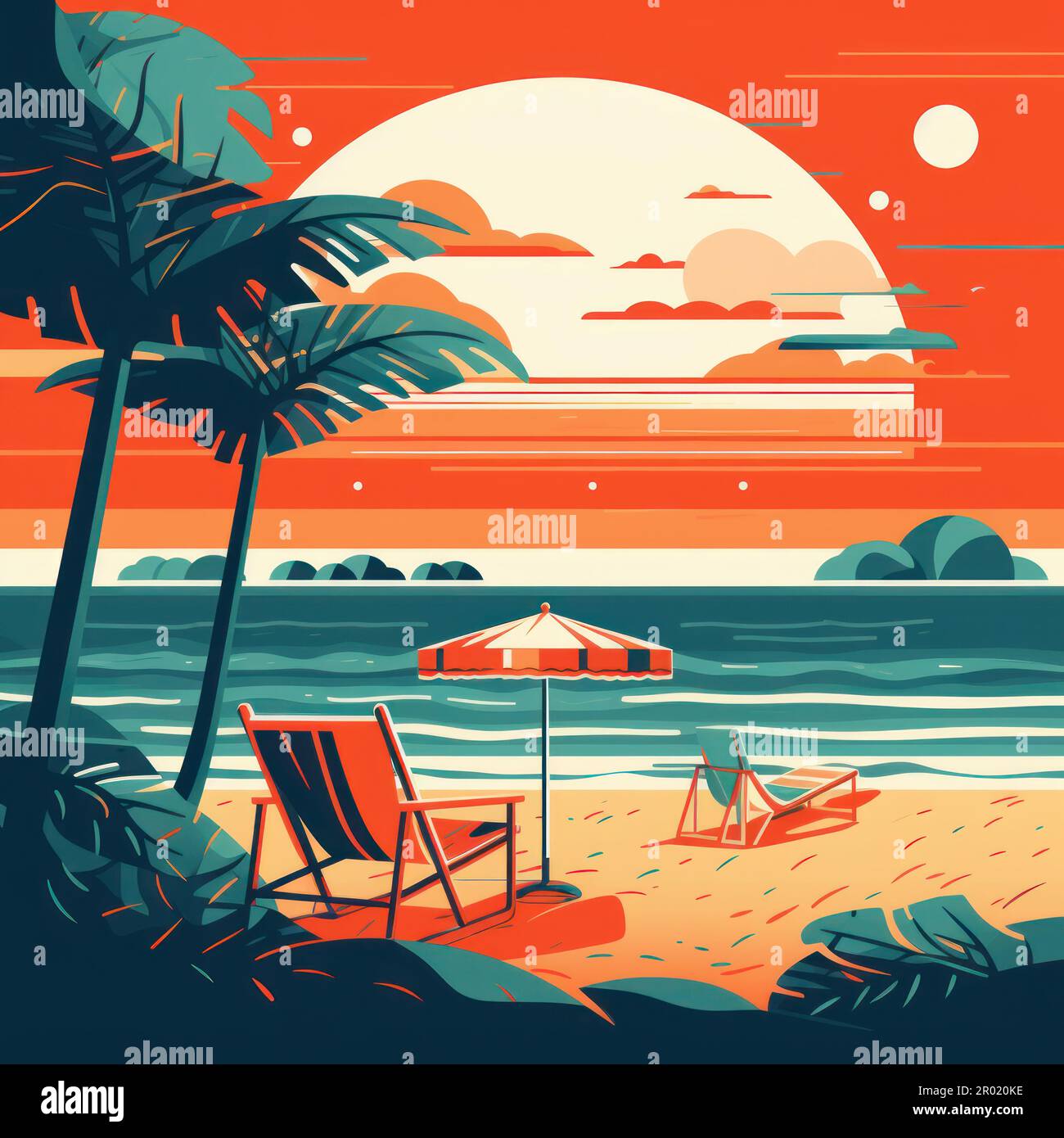 Summer beach background art retro y2k style illustration Stock Photo Alamy