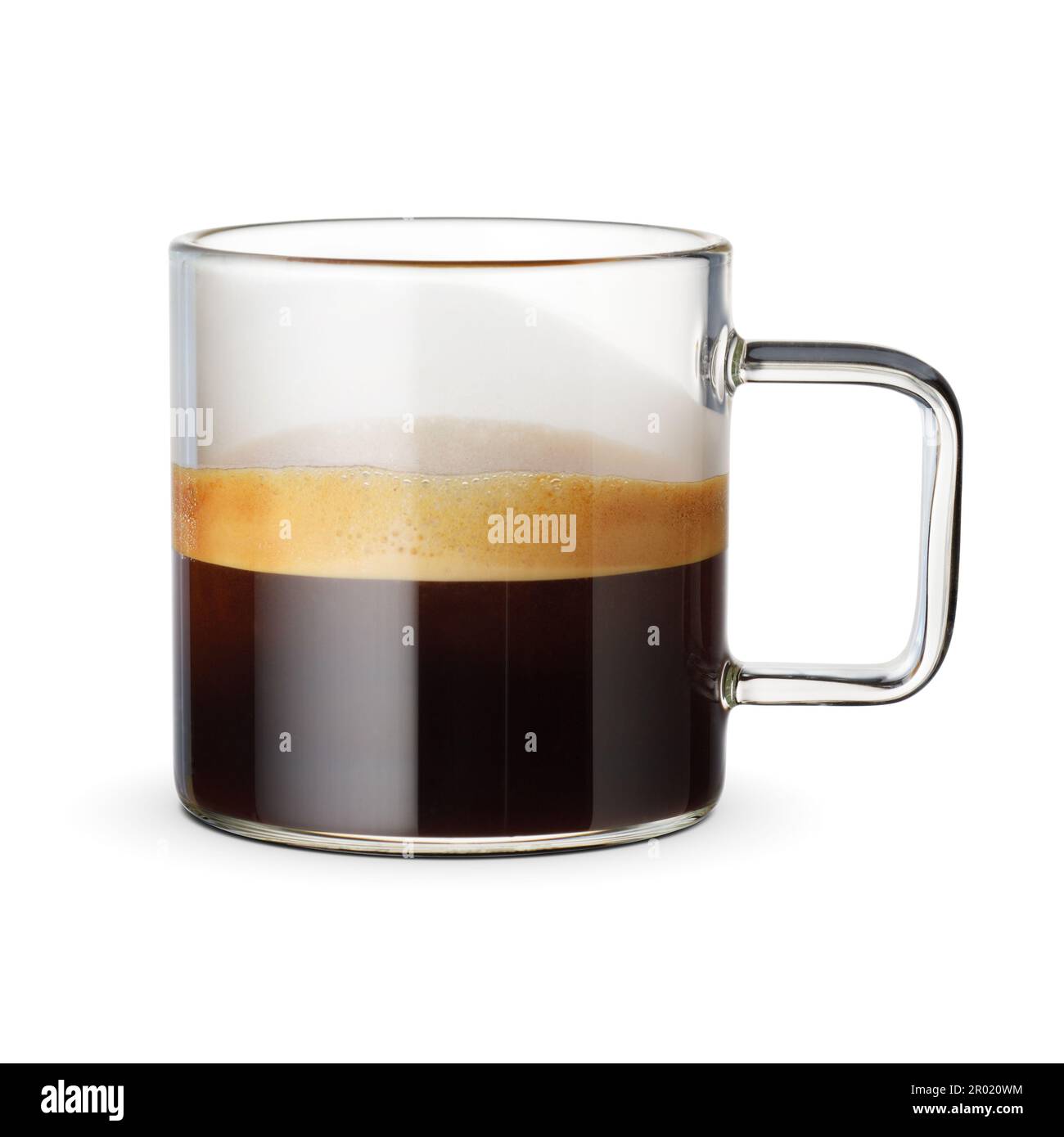 Half cup of espresso coffee isolated on white background Stock Photo