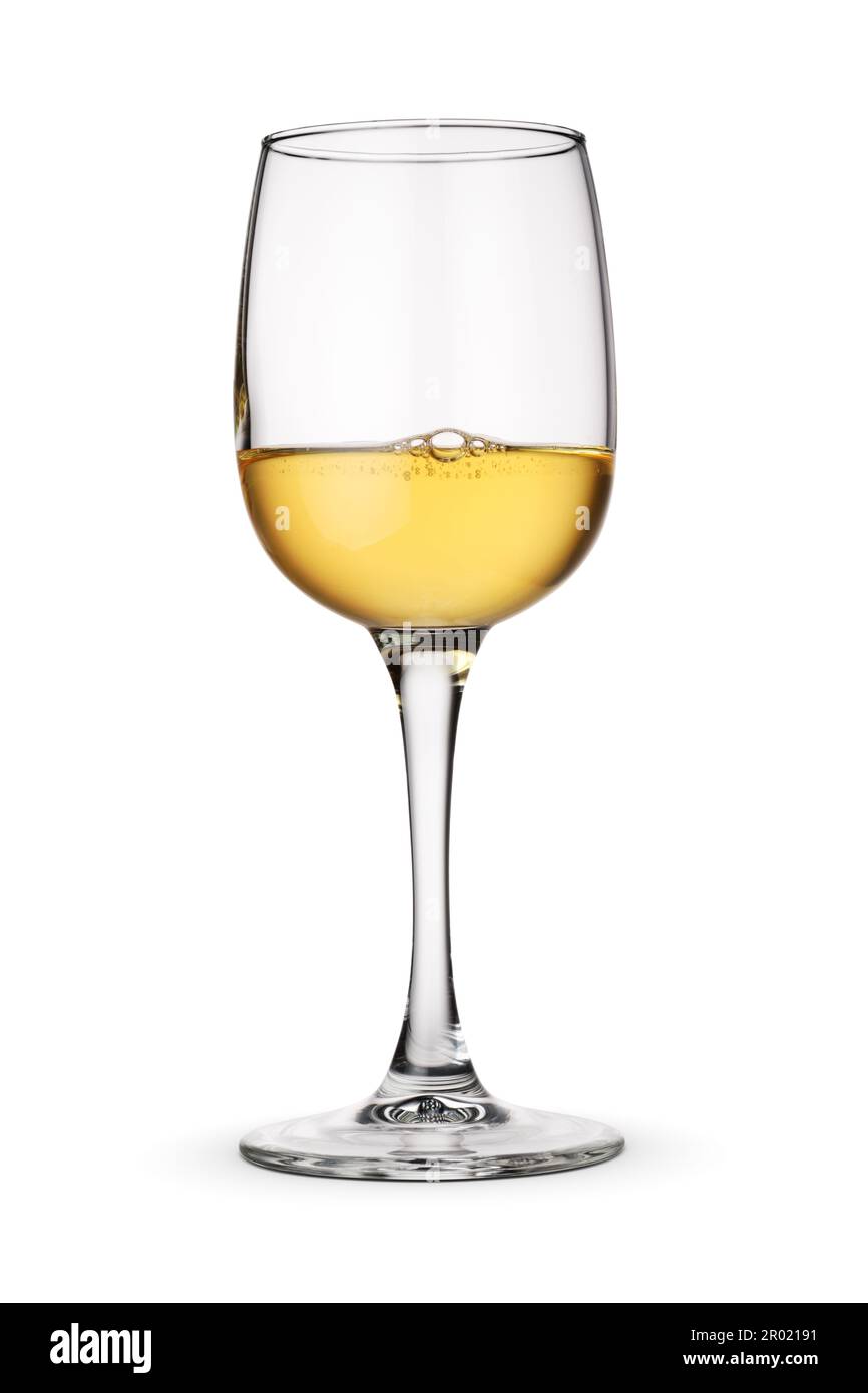 Chardonnay Wine Glass Isolated On White Background Stock Photo