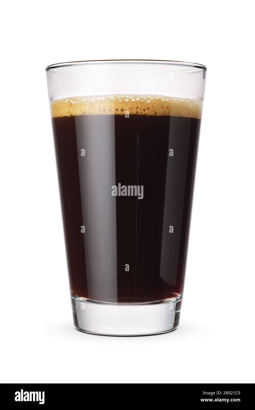 Coffee americano in a transparent glass isolated on a white background. Stock Photo