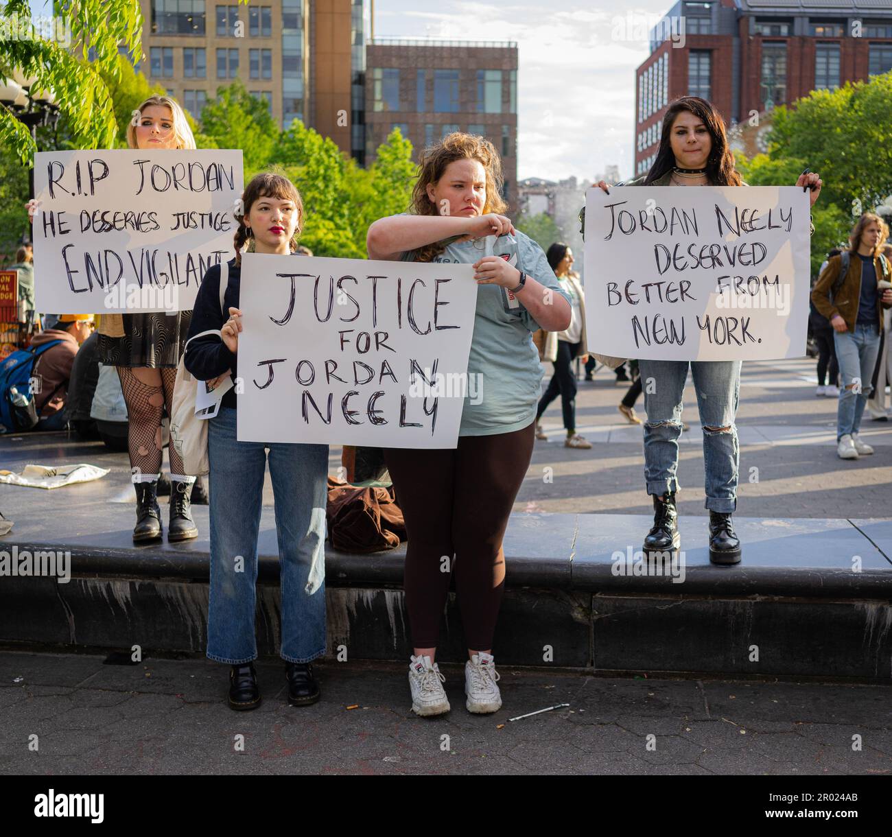 A group of protesters gathered at Washington Square Park in New York