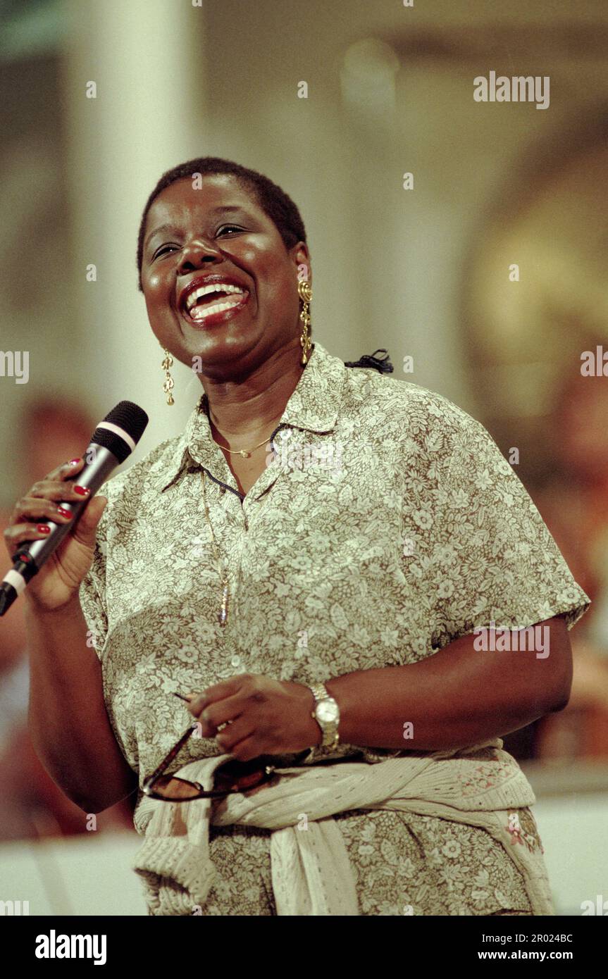 Sanremo Italy 1995-02-19: Amii Stewart and Randy Crawford at the Festival di Sanremo Stock Photo