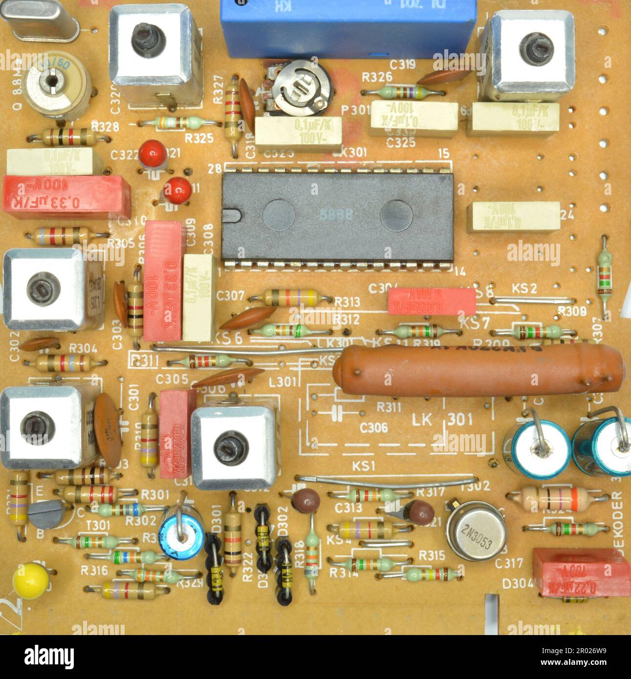 Vintage TV circuit board components Stock Photo