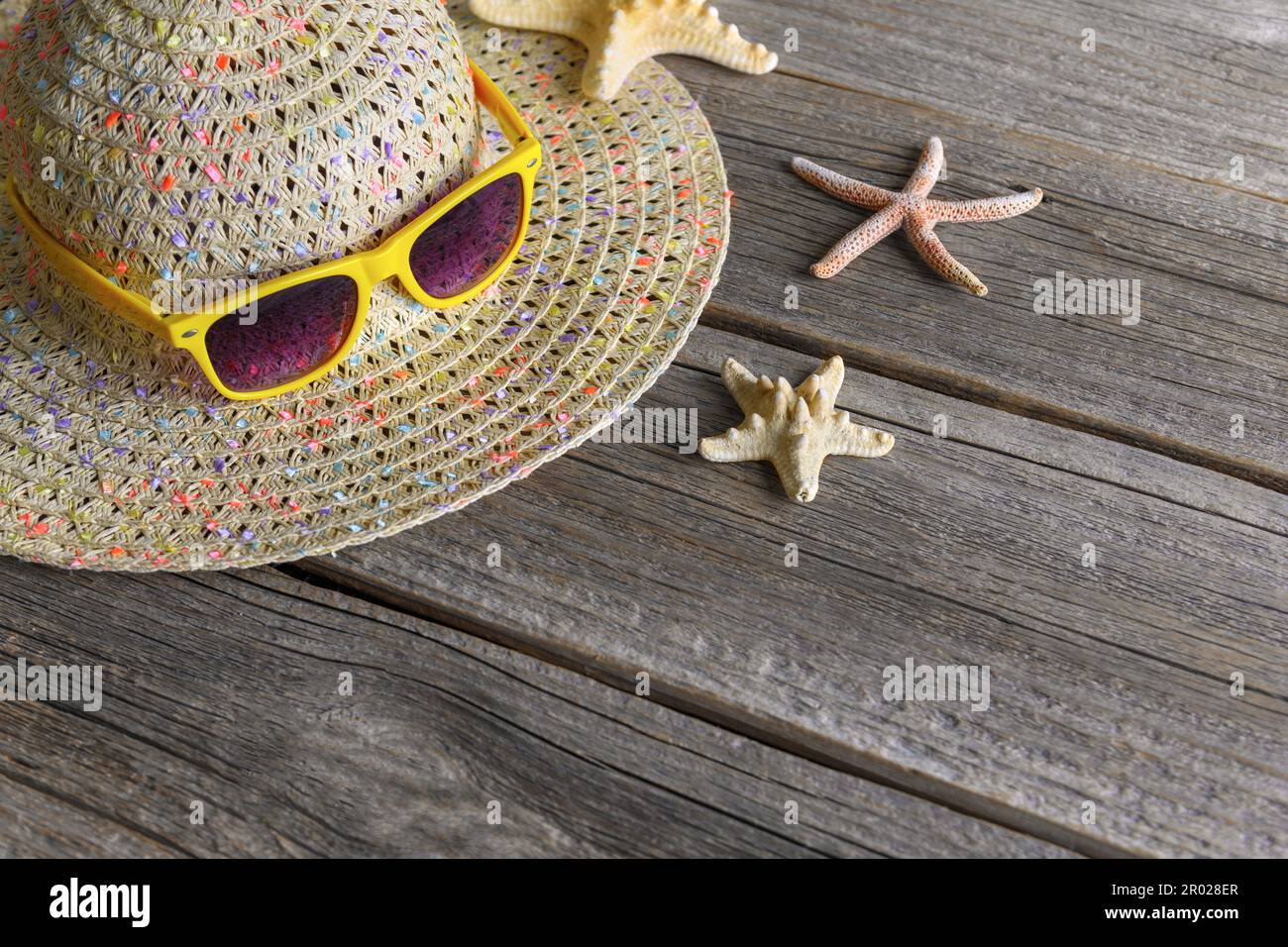 Sunglasses are on the hat Stock Photo - Alamy