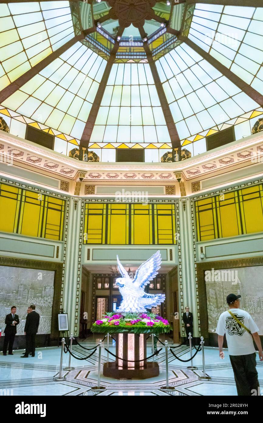 Shanghai, China, Chinese People Walking, Inside Hallway, Fairmont Hotel, in CIty Center Stock Photo
