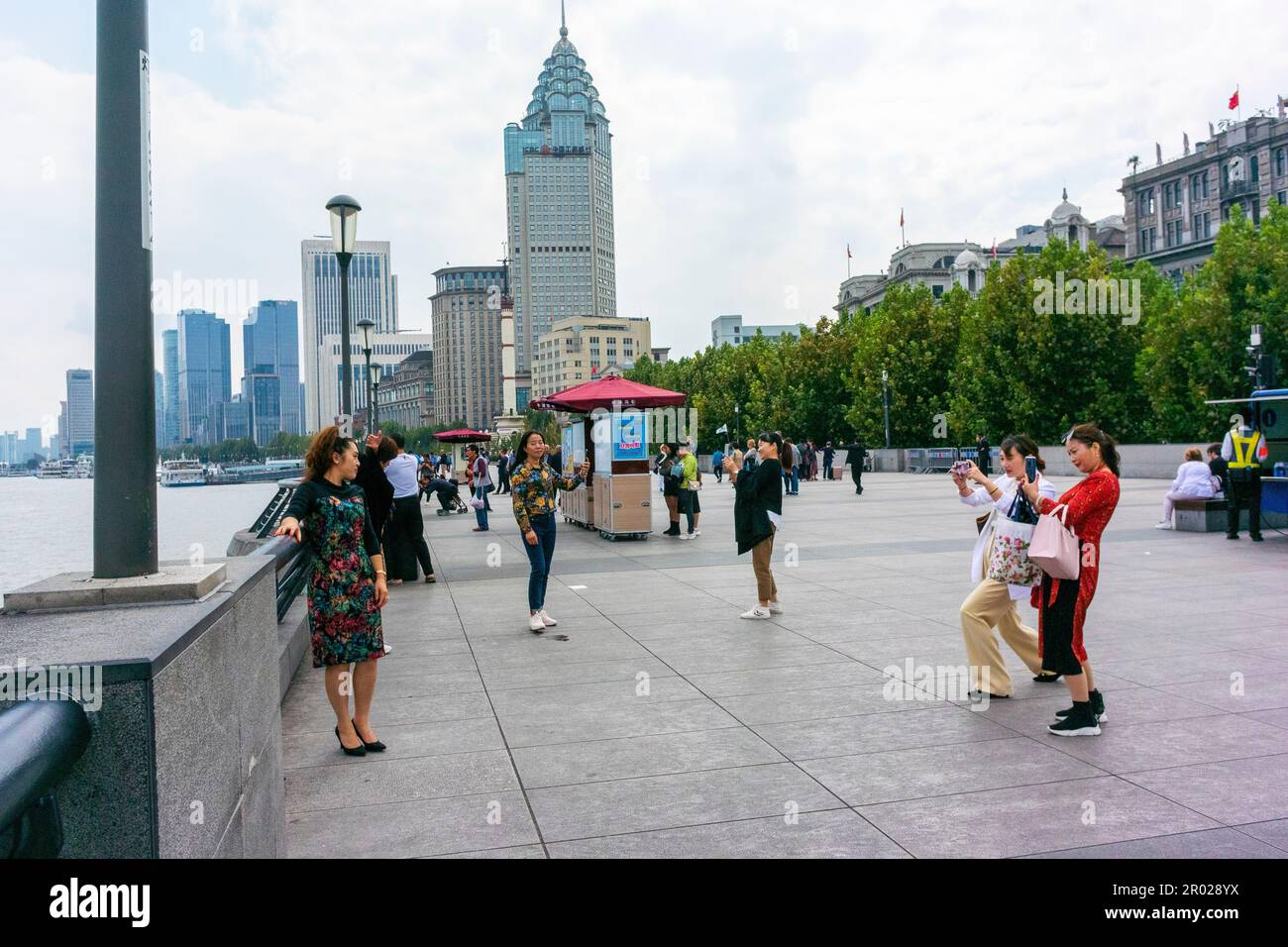 Shanghai, China, Crowded Metro Subway Train, Inside,  Chinese Tourists, in CIty Center Stock Photo