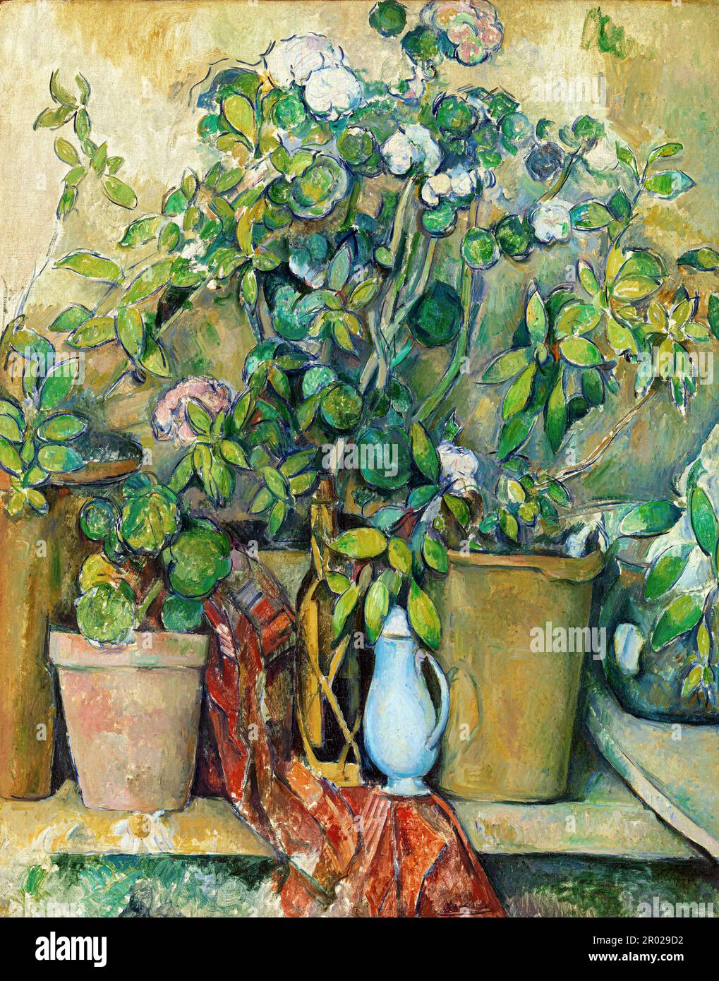 Terracotta Pots and Flowers (Pots en terre cuite et fleurs) by Paul Cezanne Stock Photo