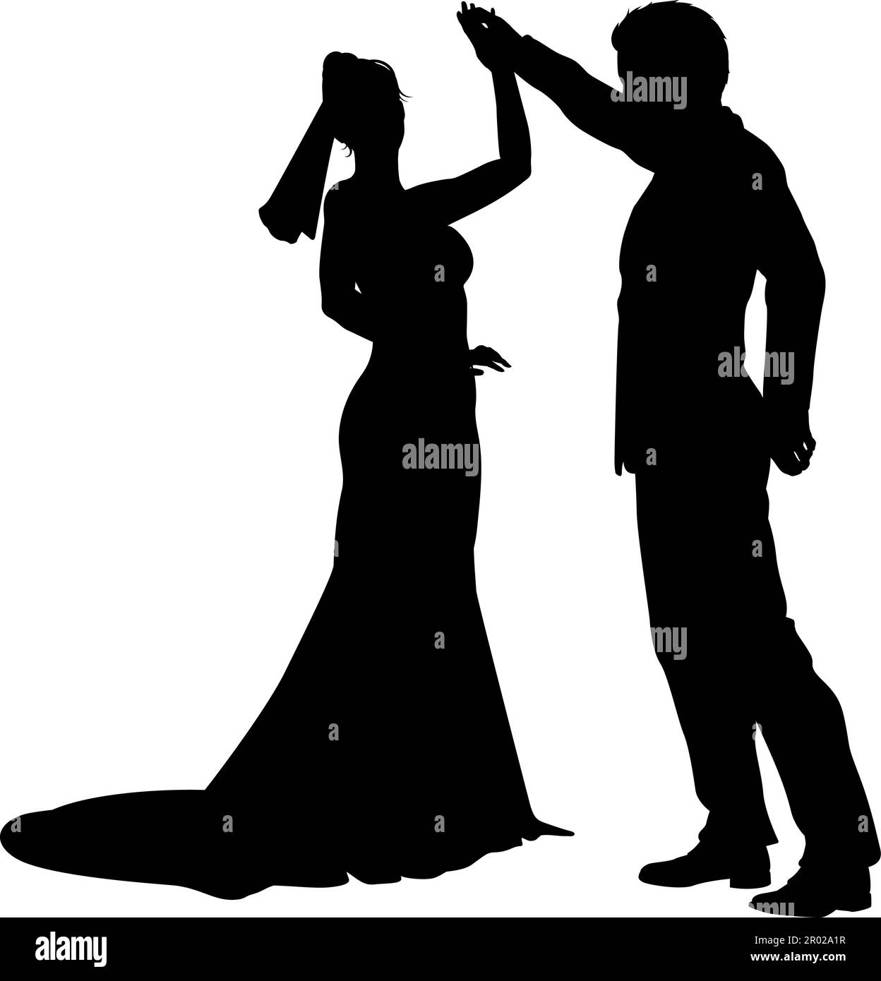 Bride And Groom Couple Wedding Dress Silhouettes Stock Vector Image ...