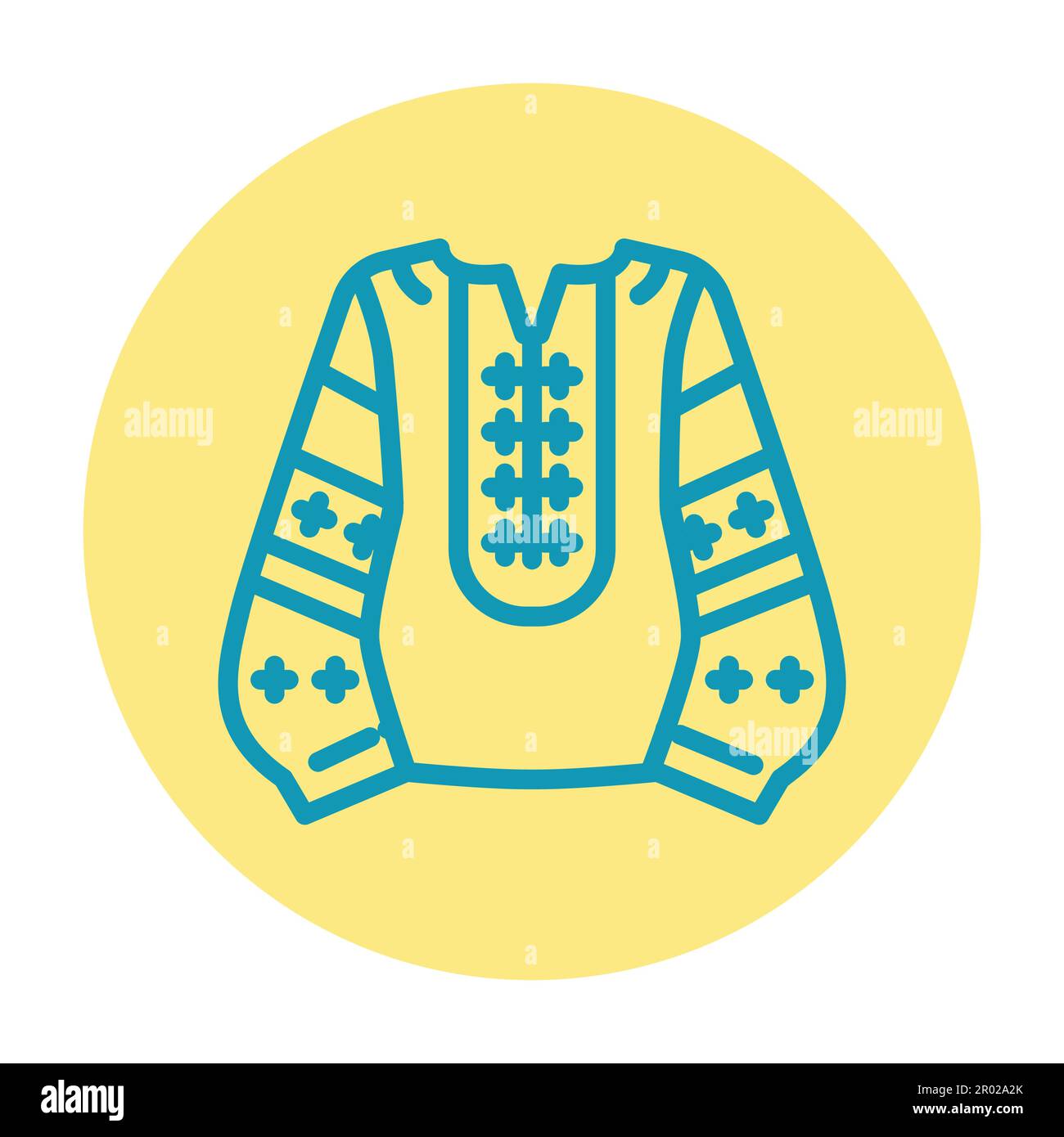 Embroidered shirt line color icon. Isolated vector element. Outline ...
