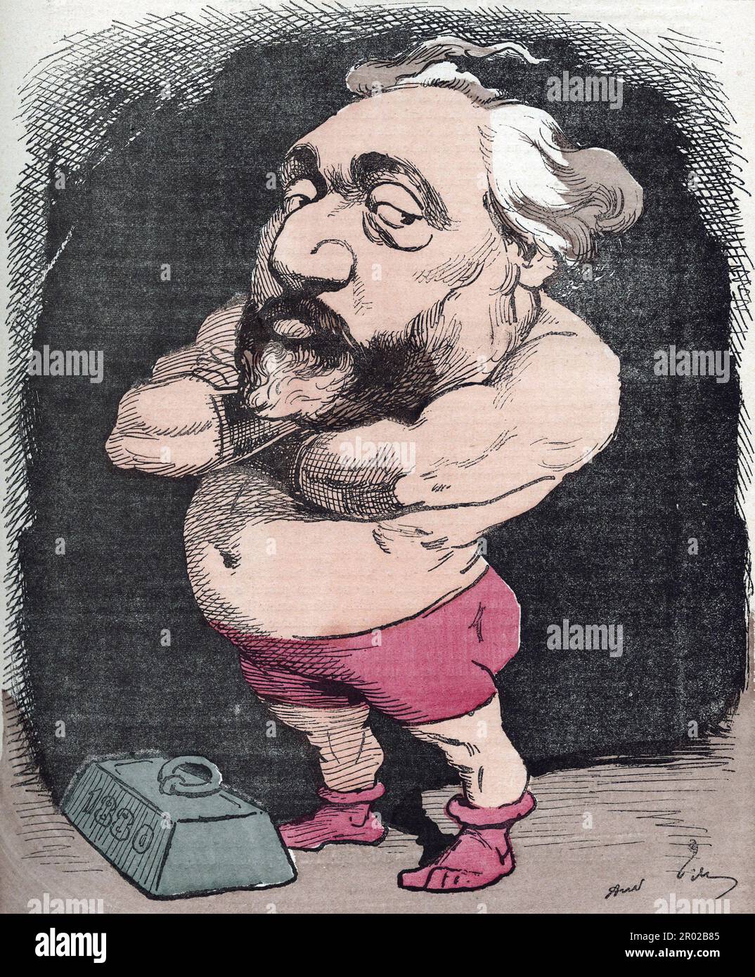 Portrait de Leon Gambetta (1838-1882), homme politique francais. Caricature de Gill, Paris.  in 'Les Hommes d'aujourd'hui' Stock Photo