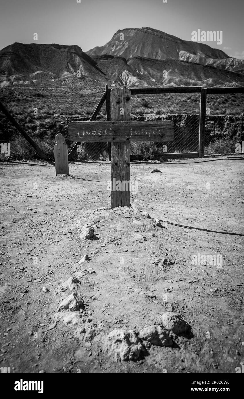 Tombstone made of wood in this old abandoned cemetery Stock Photo Alamy