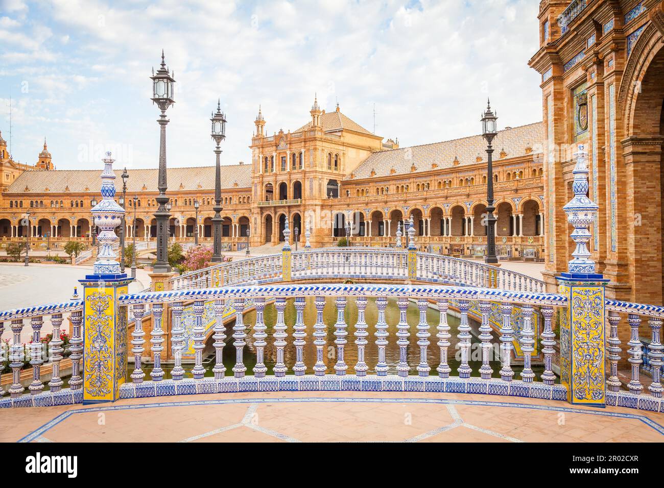Spain, Seville. Spain Square, a landmark example of the Renaissance ...
