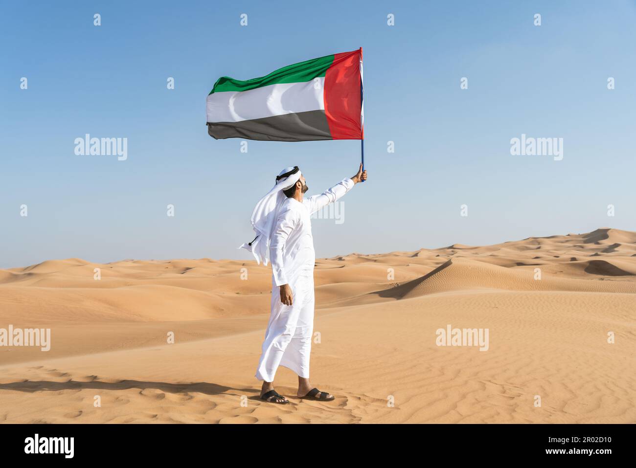Middleeastern man wearing traditional emirati arab kandura in the