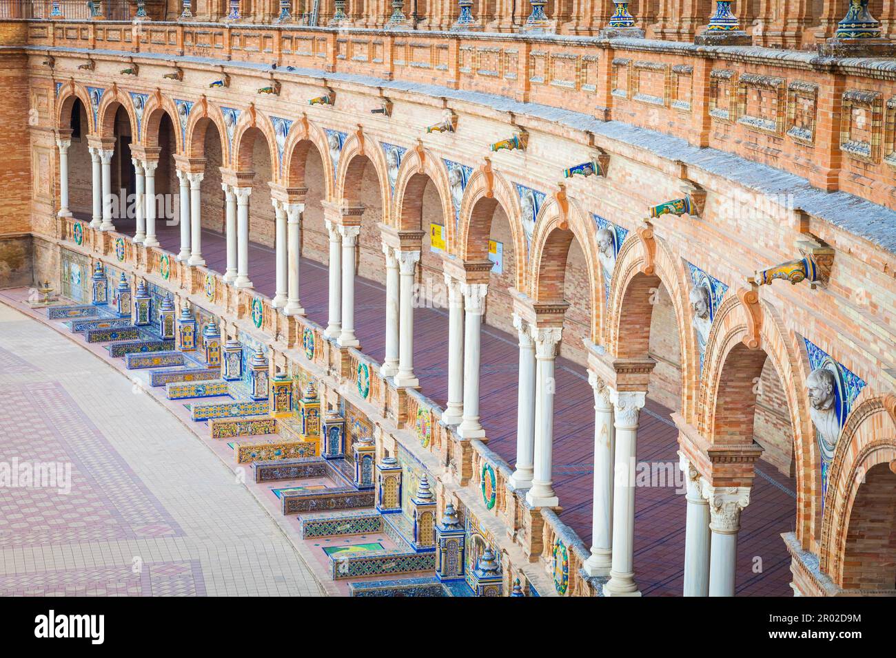 Spain, Seville. Spain Square, a landmark example of the Renaissance ...