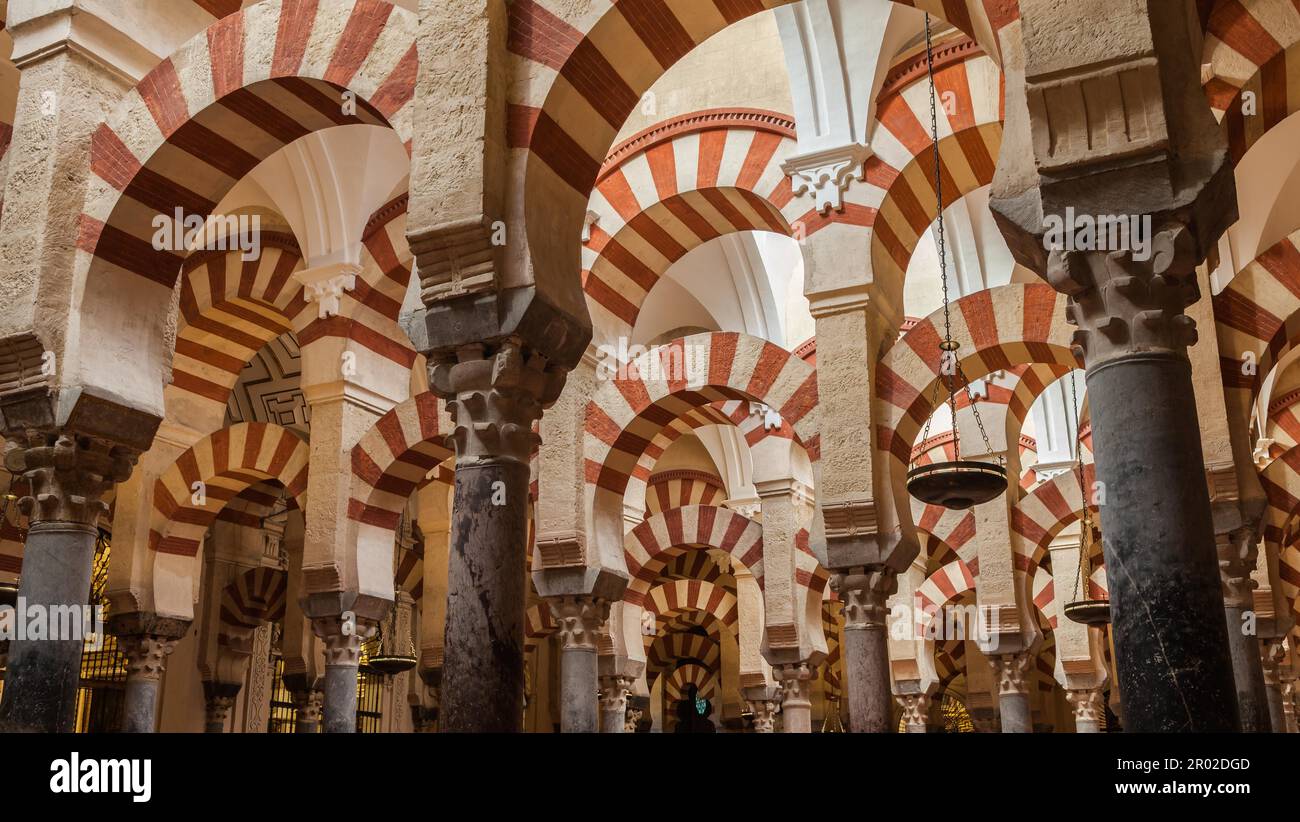 The Mosque-Cathedral of Cordoba is the most significant monument in the whole of the western Moslem World and one of the most amazing buildings in Stock Photo