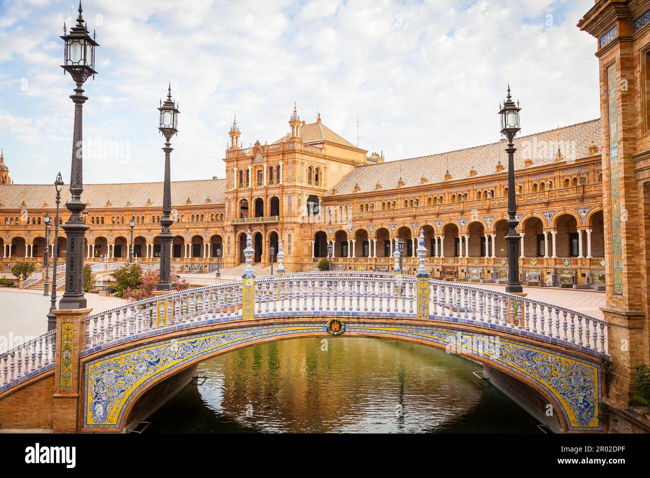 Spain, Seville. Spain Square, a landmark example of the Renaissance ...