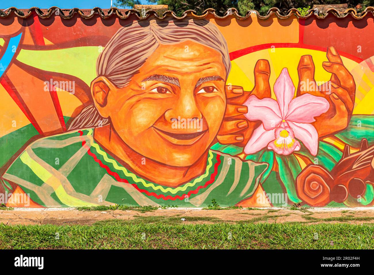 Wall mural, San Rafael de Velasco mission, Unesco site Jesuit Missions of Chiquitos, Bolivia