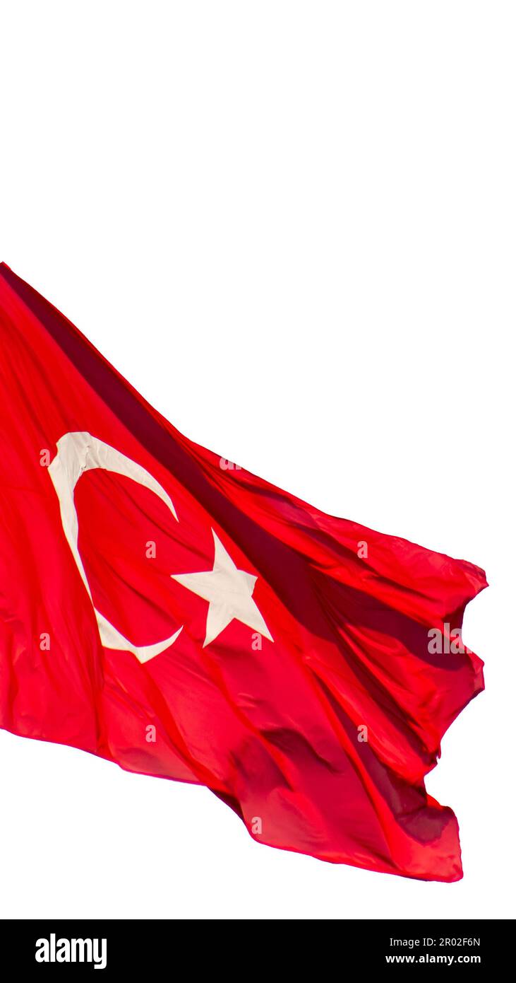 A turkish flag against a white background..Social Media banner, waving