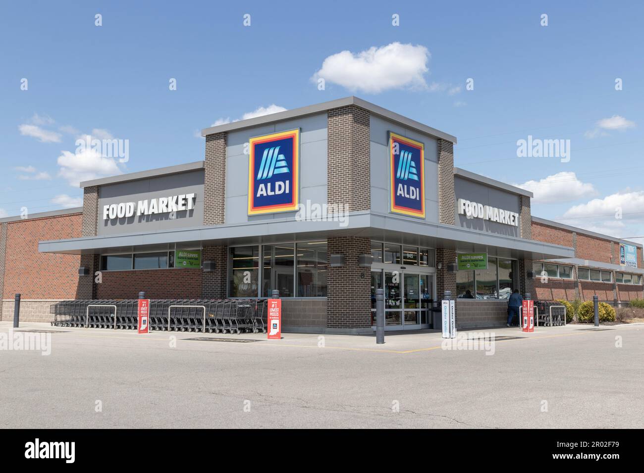 Warsaw - Circa May 2023: Aldi Discount Supermarket. Aldi sells a range of grocery items, including produce, meat and dairy at discount prices. Stock Photo