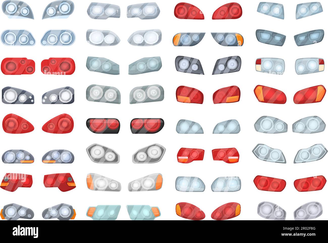 Car headlight icons set cartoon vector. Auto light. Speed luxury Stock