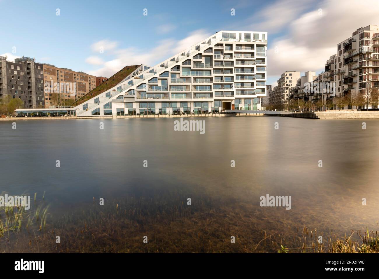 Residential project 8 House, designed by the architectural firm Bjarke Ingels Group (BIG), Orestad, Copenhagen, Hovedstaden Region, Denmark Stock Photo