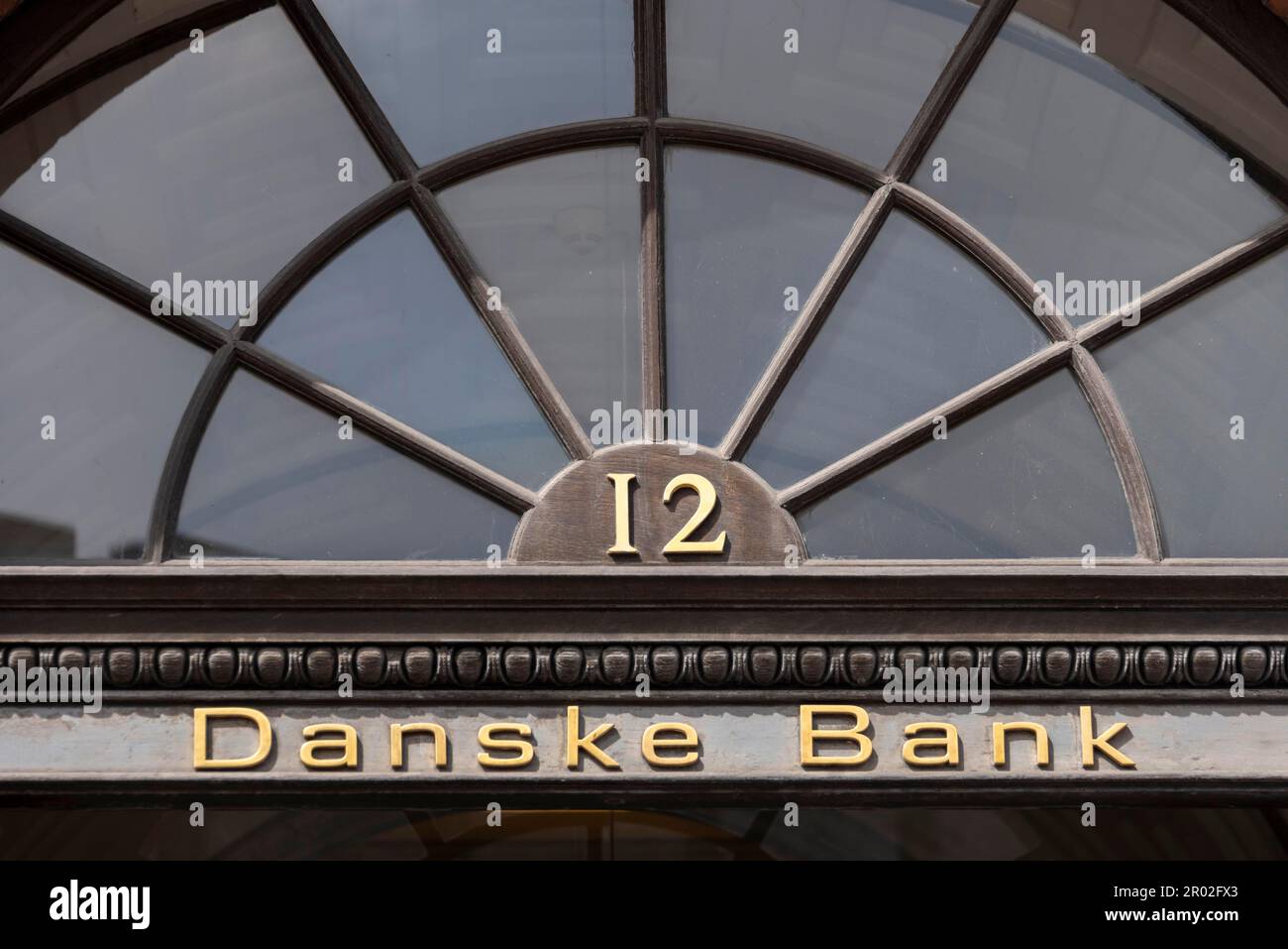 Lettering Danske Bank, largest Danish bank with headquarters in
