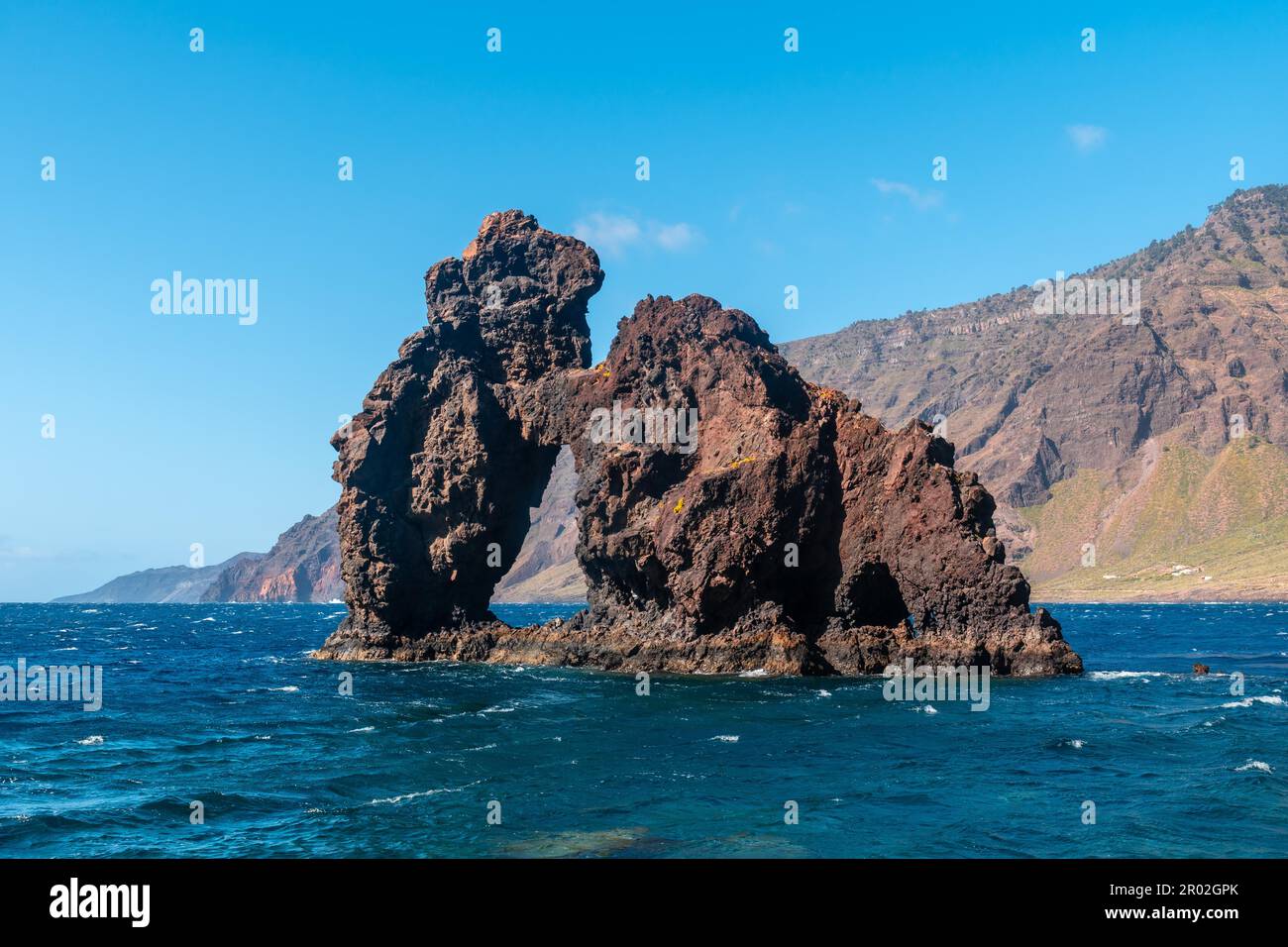 The Roque de la Bonanza in the bay of Las Playas on the island of El Hierro, Canary Islands, Spain Stock Photo