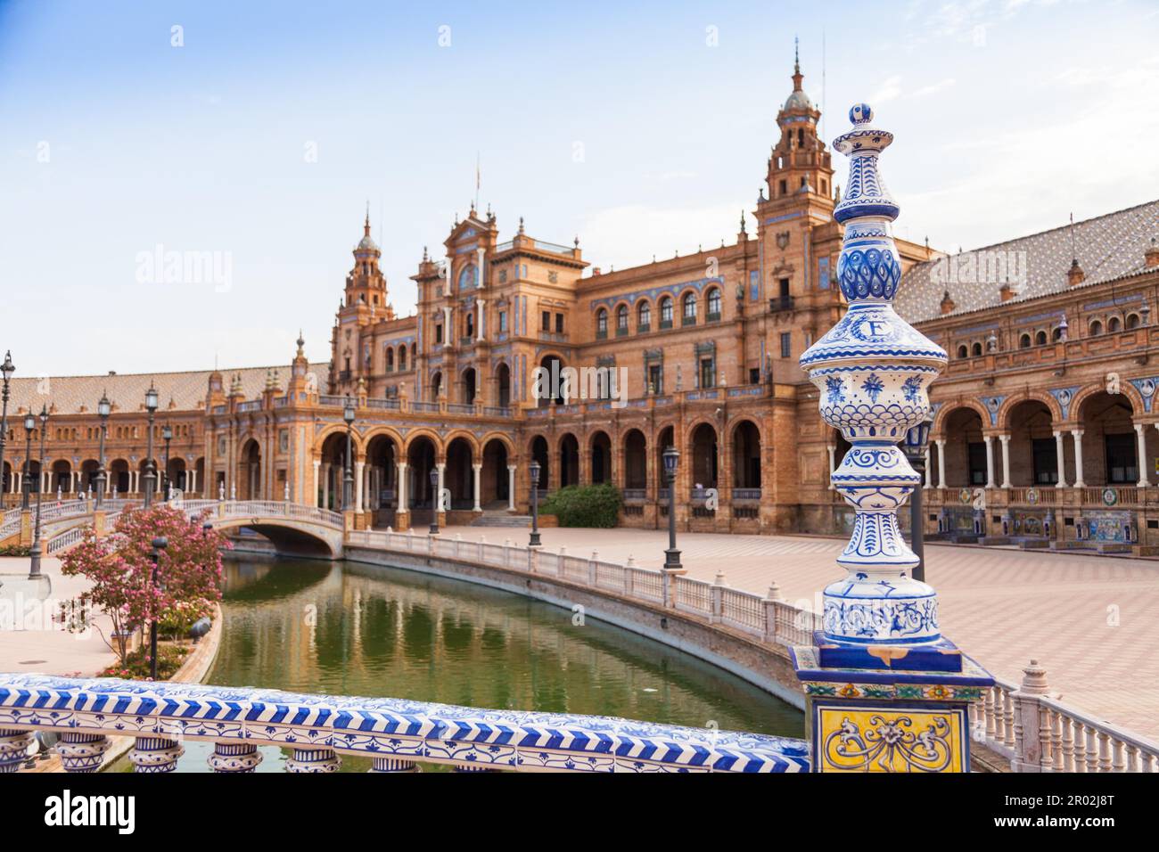 Spain, Seville. Spain Square, a landmark example of the Renaissance ...