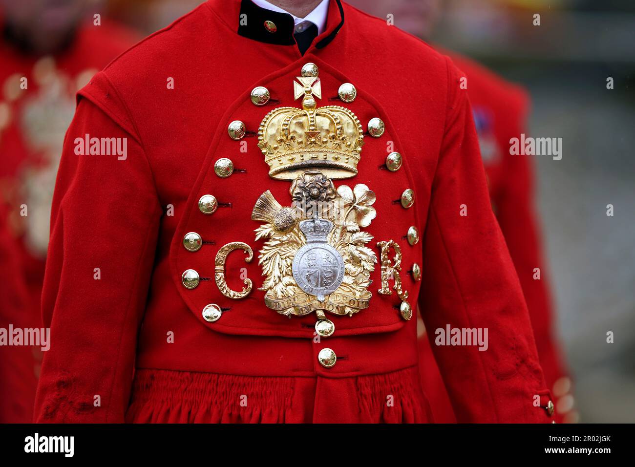 The King's Cypher on a ceremonial uniform, pictured at Buckingham Place