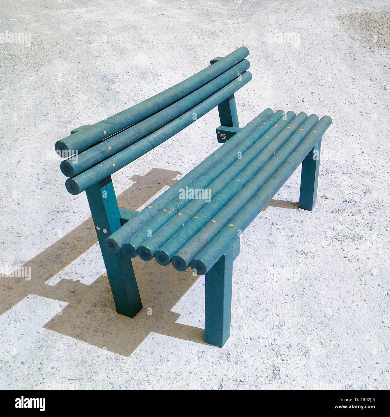 Furniture for outdoor spaces made with recycled plastic material Stock Photo