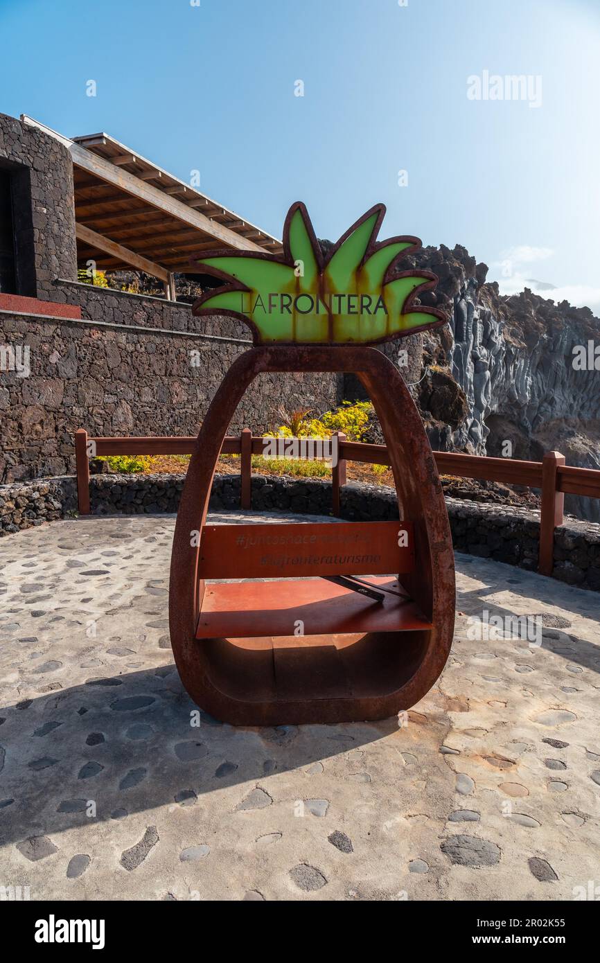 Sculpture of the rock pool and recreational area of La Maceta on the island of El Hierro, Canary Islands Stock Photo