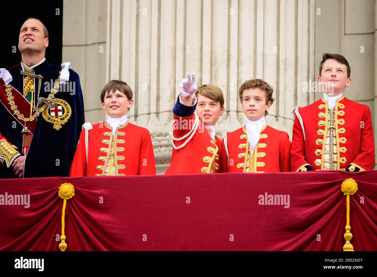 The Prince of Wales and Prince (centre) with the King's Pages of