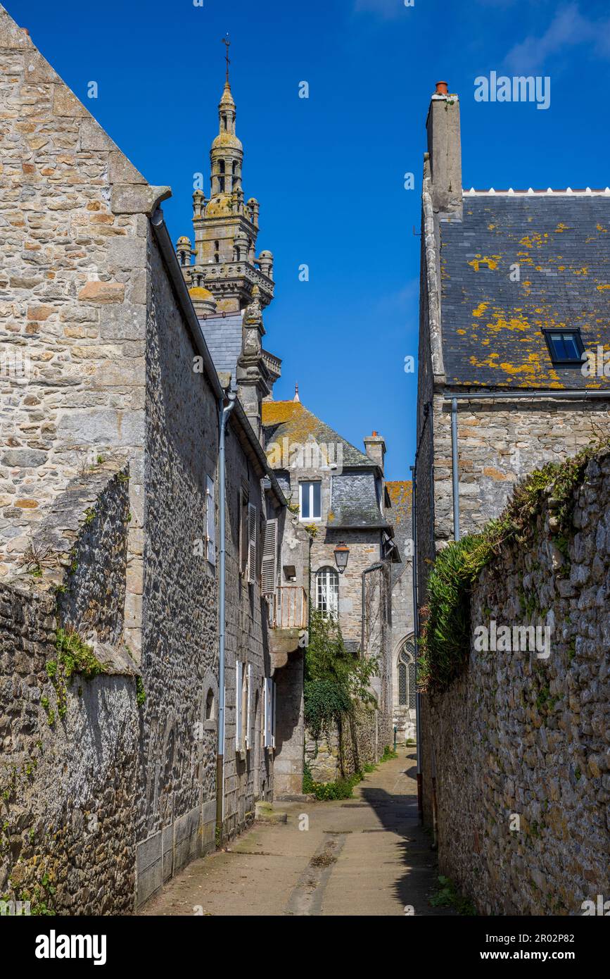 The old streets of the Port of Roscoff, Brittany, France Stock Photo